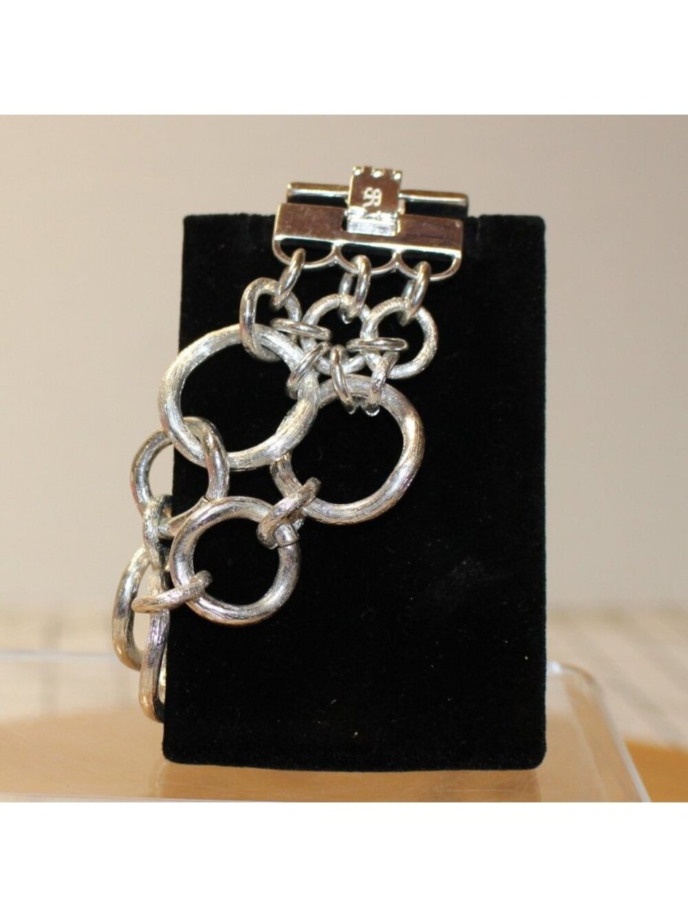 Banana Republic Silver Textured Multi Strand Circle Ring Link Statement Bracelet
